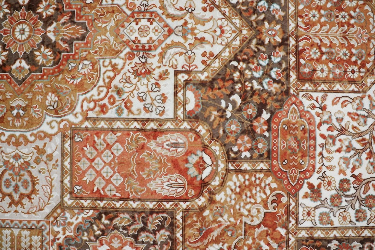 SilkSweep Orange, Rust &amp; Brown Persian Traditional Rug