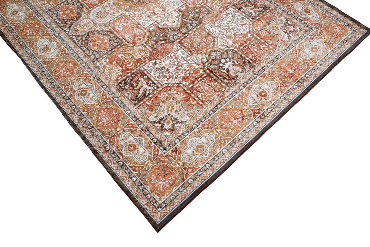 SilkSweep Orange, Rust &amp; Brown Persian Traditional Rug