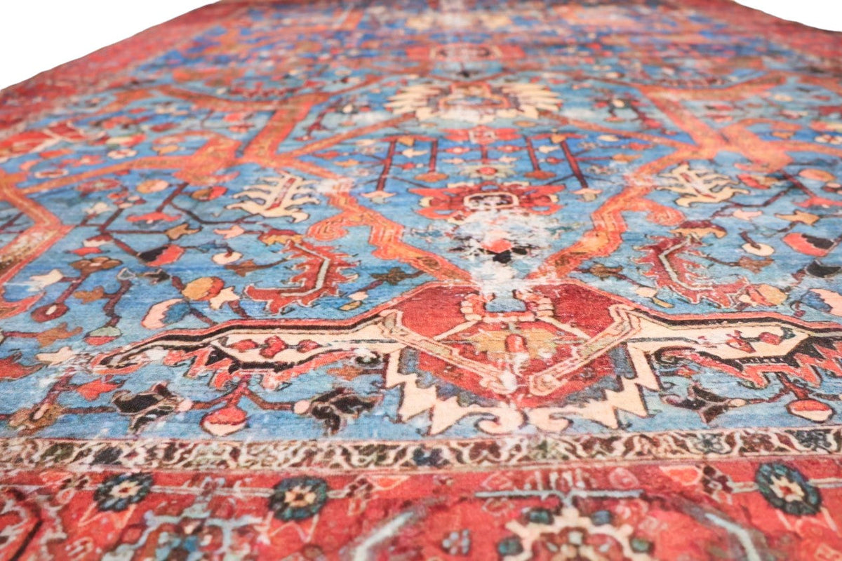 SilkSweep Red &amp; Blue Soft Persian Traditional Rug