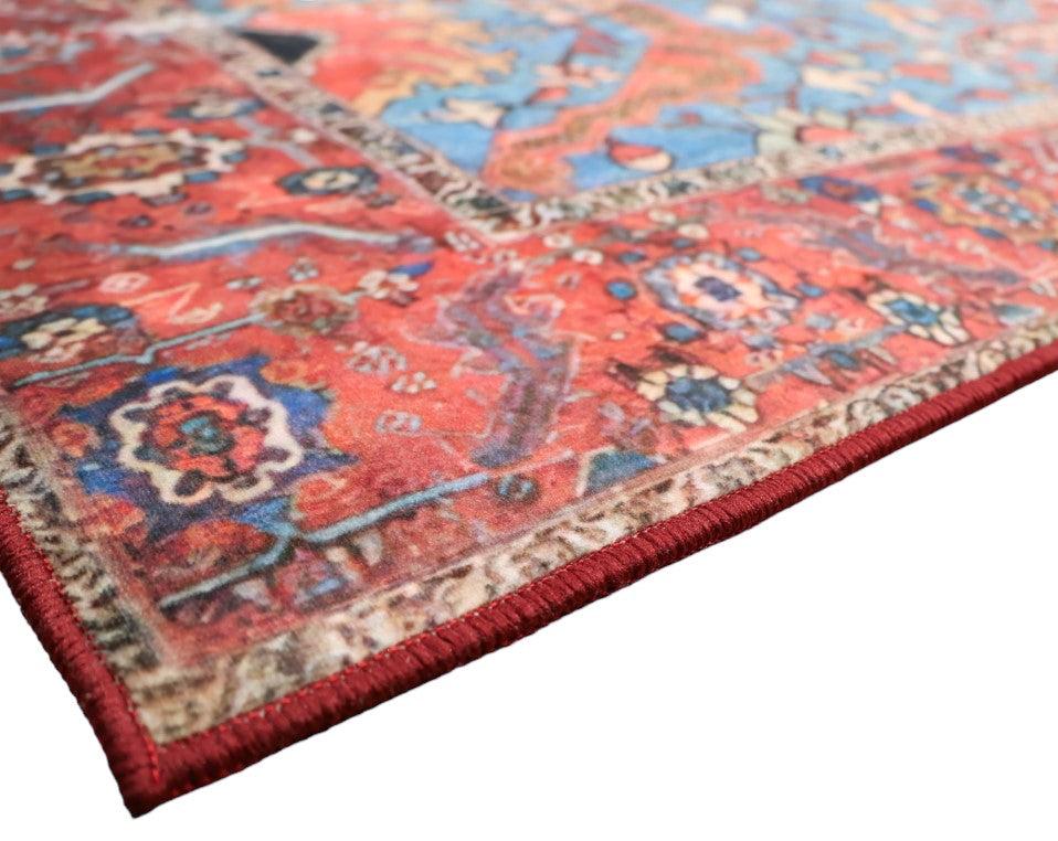 SilkSweep Red &amp; Blue Soft Persian Traditional Rug