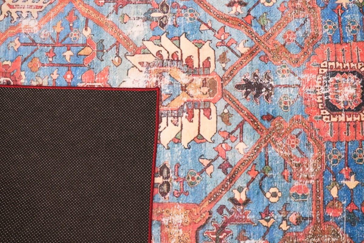 SilkSweep Red &amp; Blue Soft Persian Traditional Rug