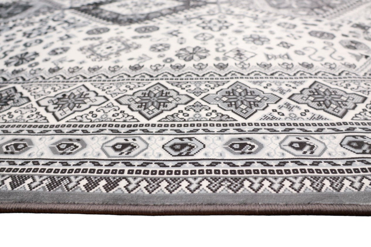 SilkSweep Black, Grey &amp; White soft Traditional Rug