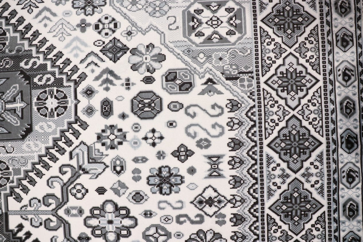 SilkSweep Black, Grey &amp; White soft Traditional Rug