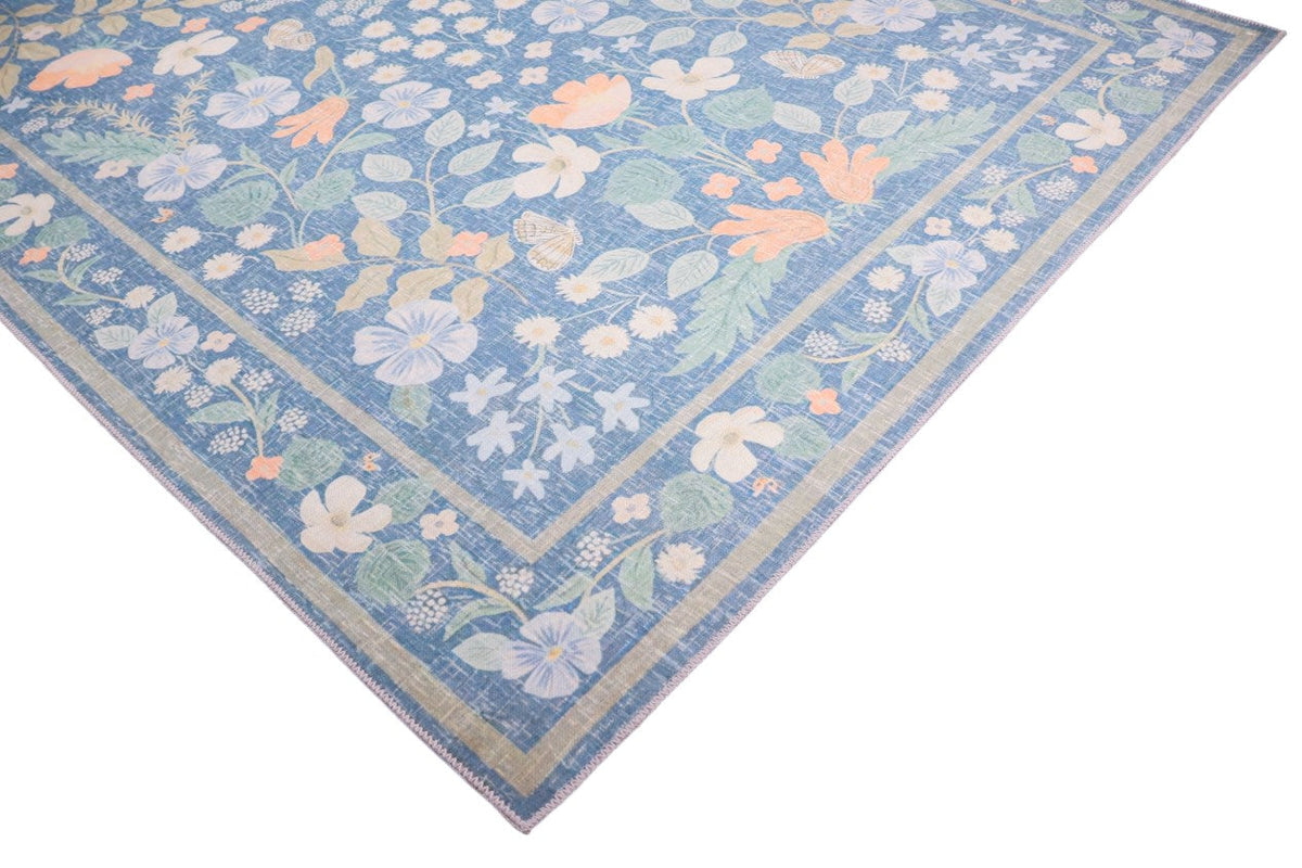Venice Designer Blue multi colour Paradise Garden Washable Rug