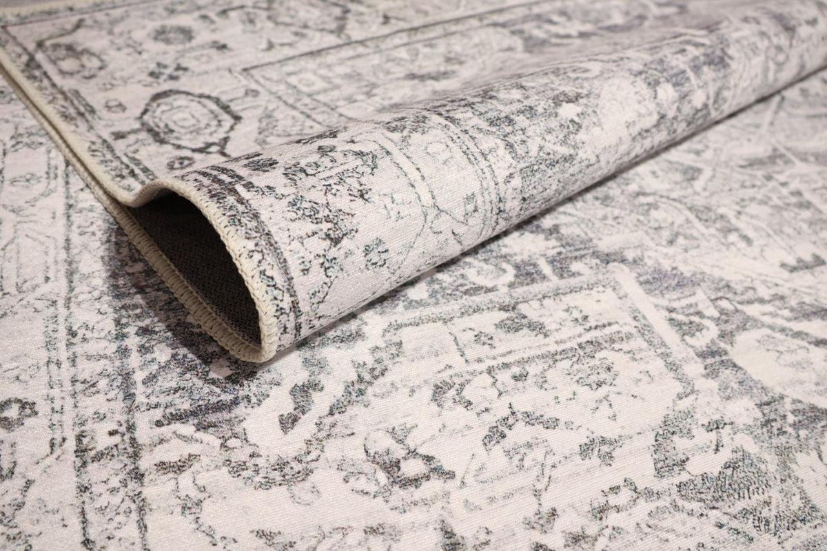 Venice Grey Distressed Transitional Washable Rug