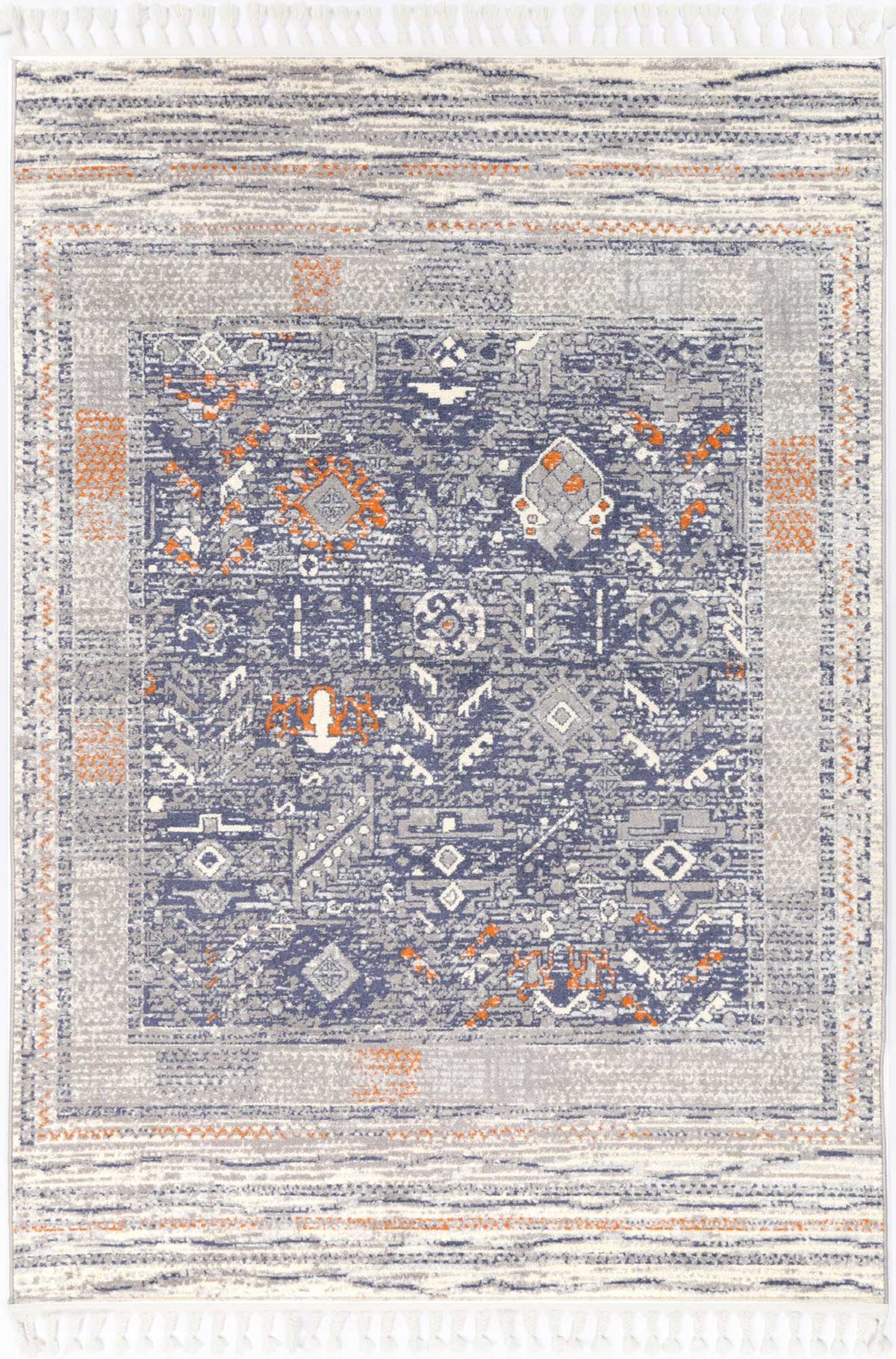 Inca Santiago Blue &amp; Cream Contemporary Rug