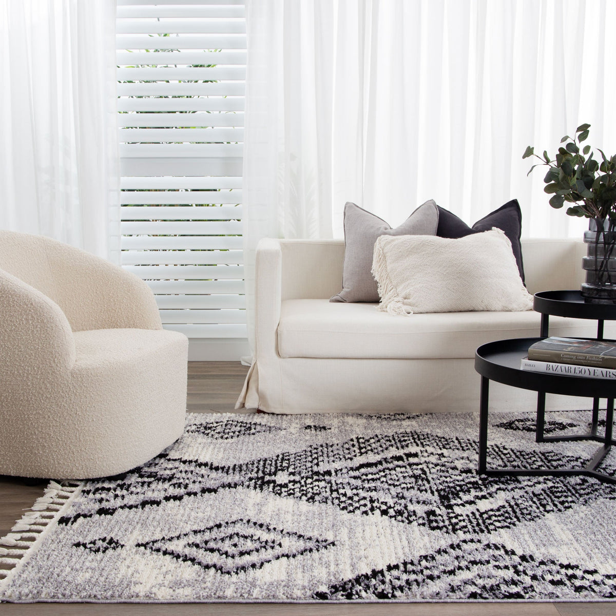Mansour Aztec Grey Geometric Rug
