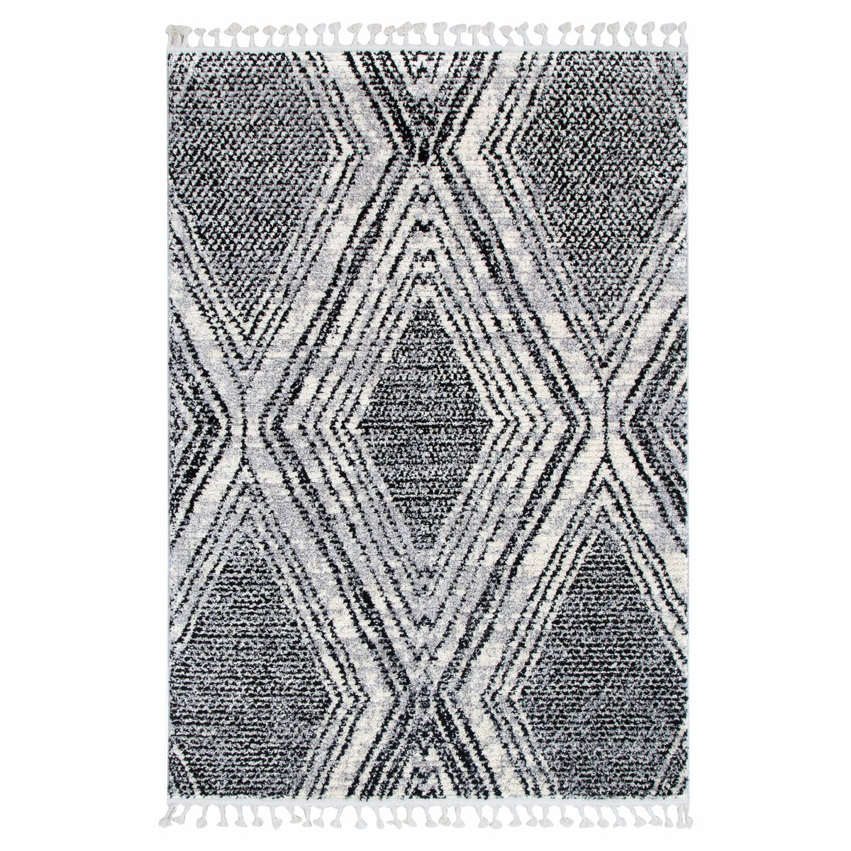 Mansour Harlequin Black &amp; White Geometric Rug
