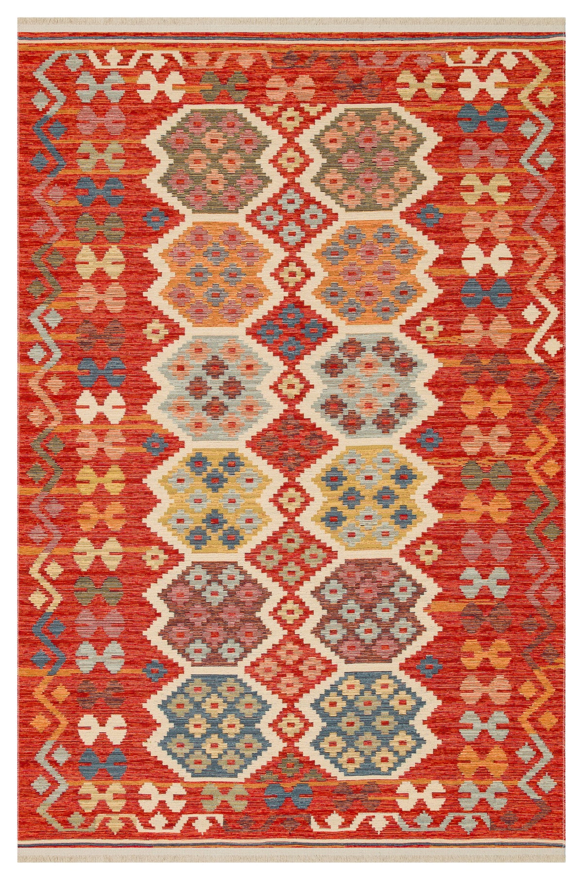 Reversible Multicolour Afghan Boho Kilim Rug