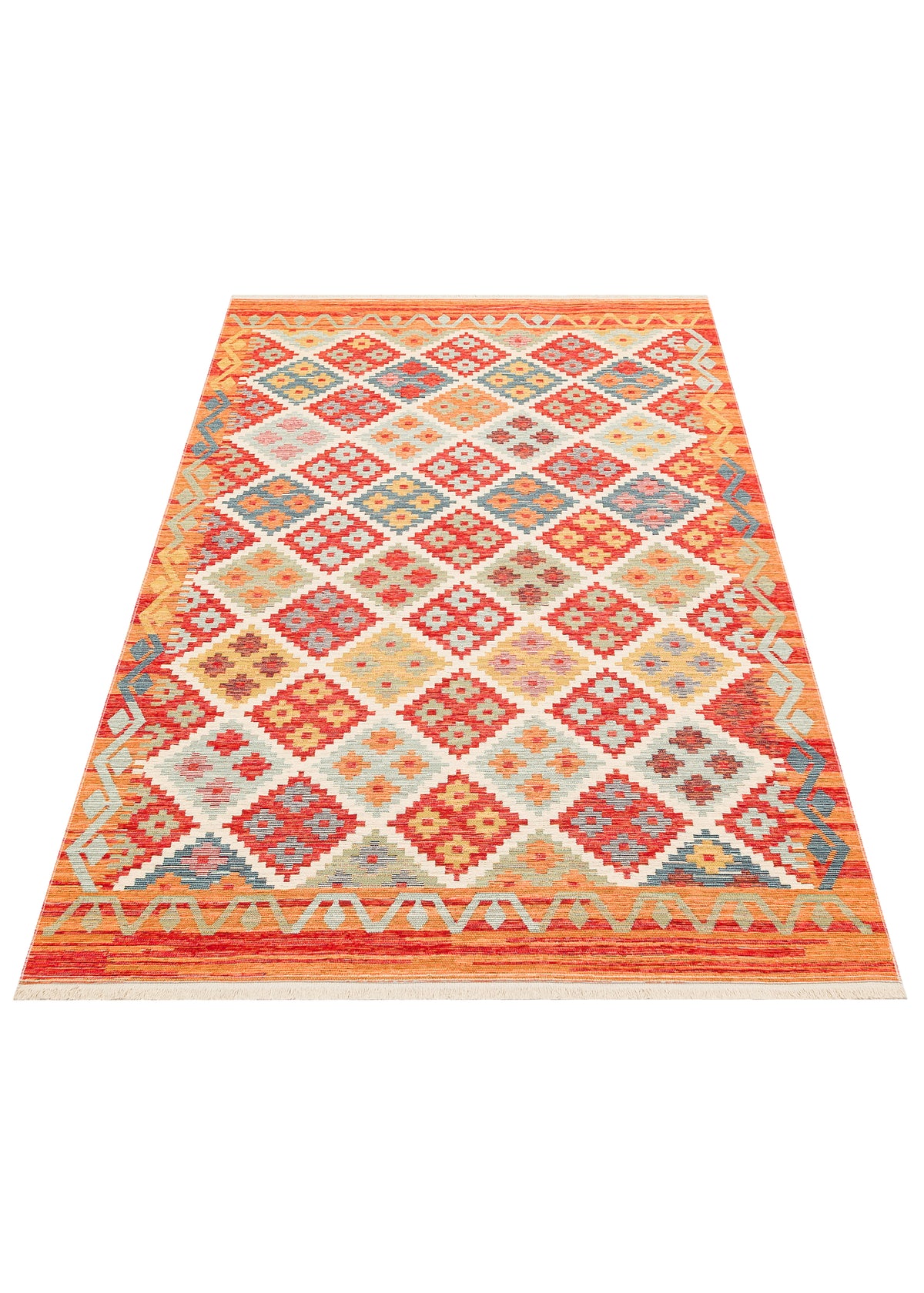 Reversible Multicolour Afghan Boho Kilim Rug