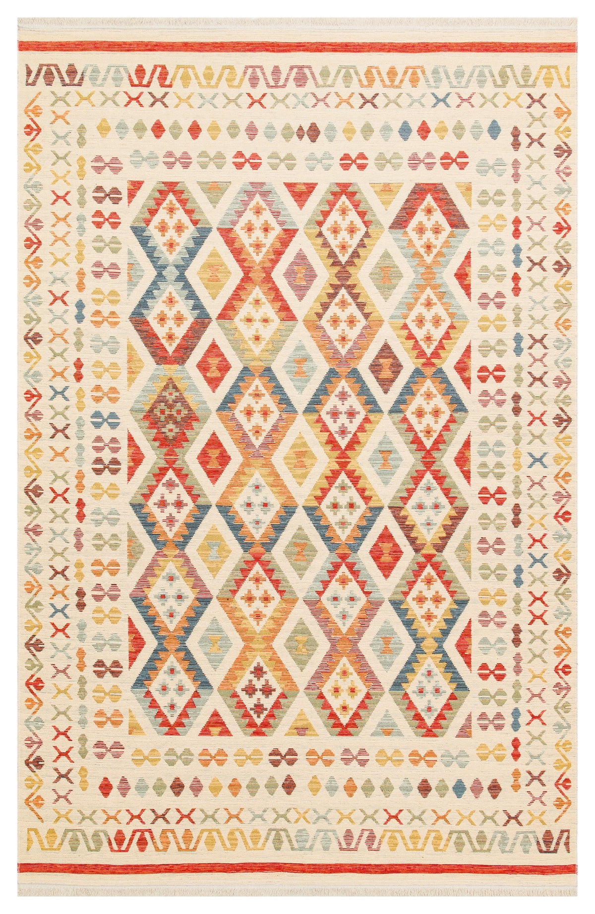 Reversible Multicolour Afghan Boho Kilim Rug