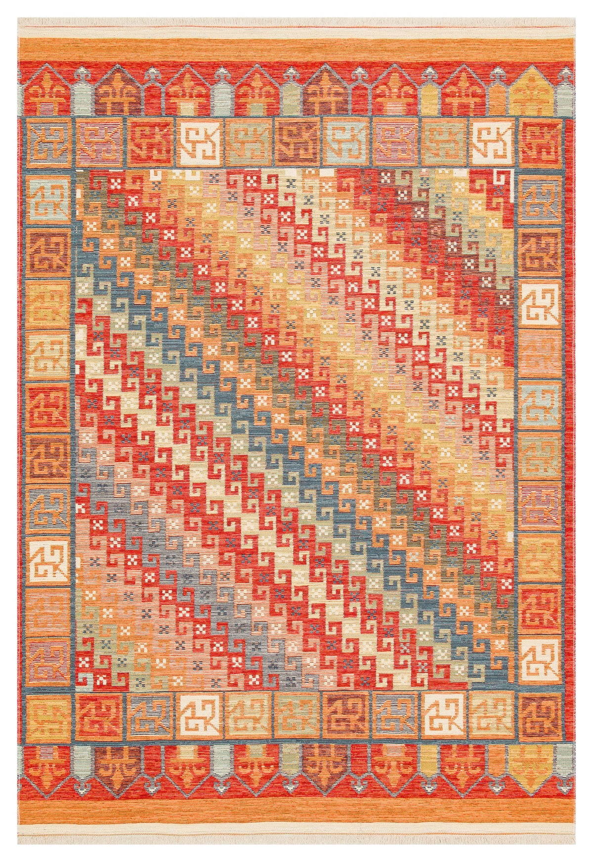 Reversible Multicolour Afghan Boho Kilim Rug
