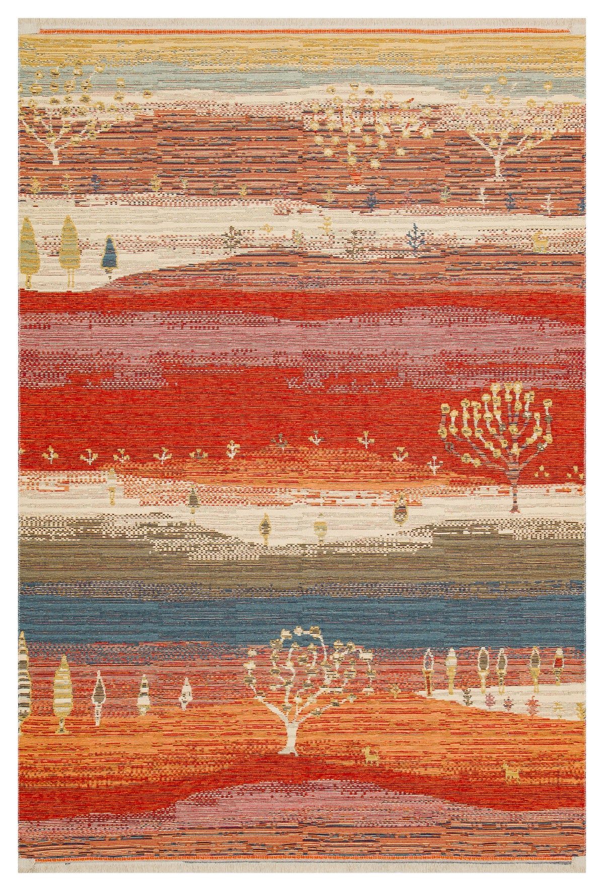 Reversible Multicolour Afghan Open Field Kilim Rug