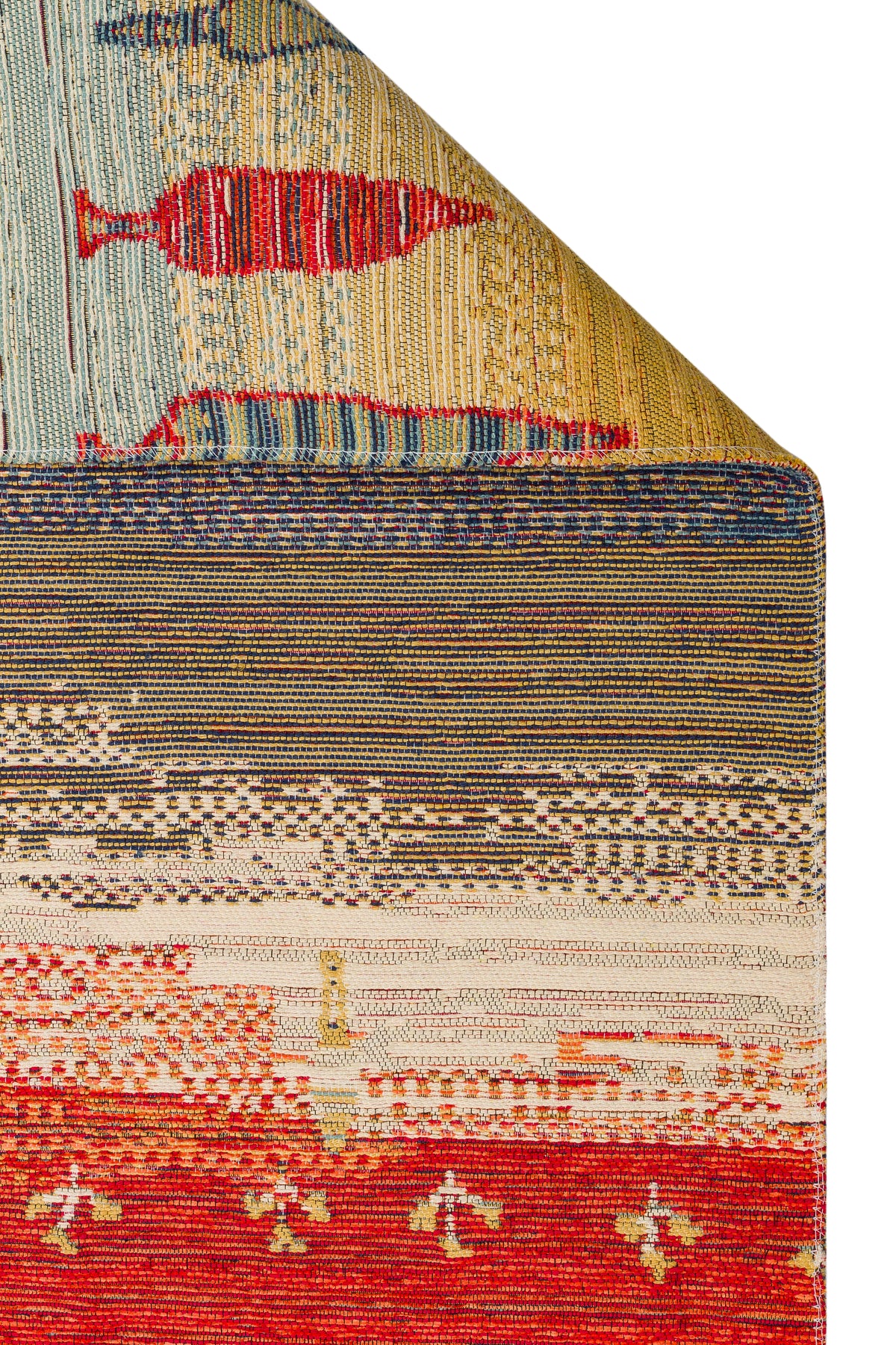 Reversible Multicolour Afghan Open Field Kilim Rug