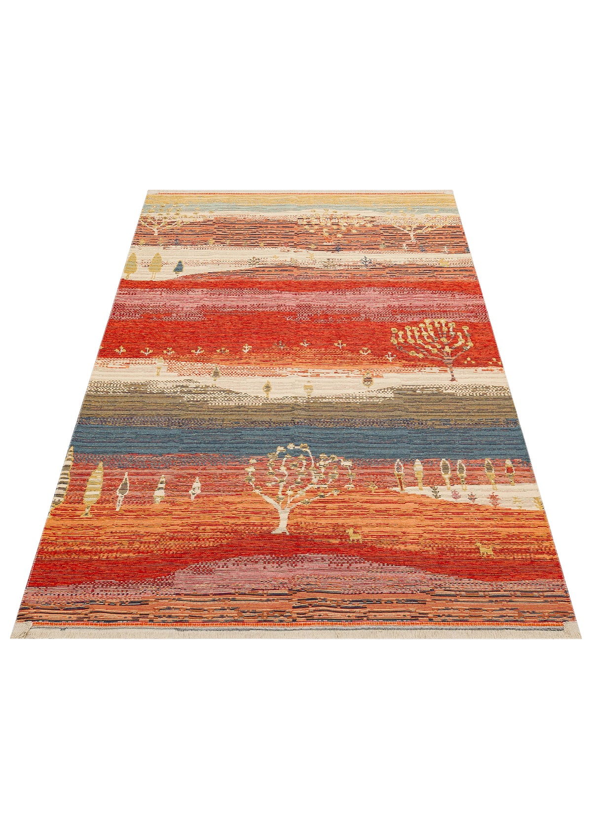 Reversible Multicolour Afghan Open Field Kilim Rug