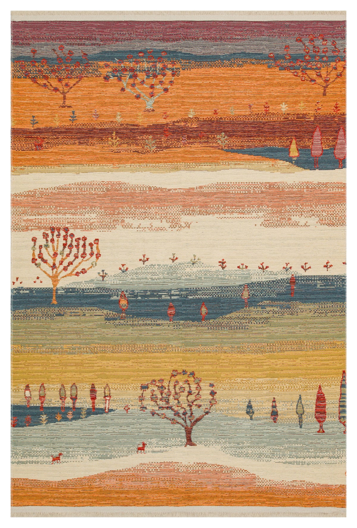 Reversible Multicolour Afghan Open Field Kilim Rug