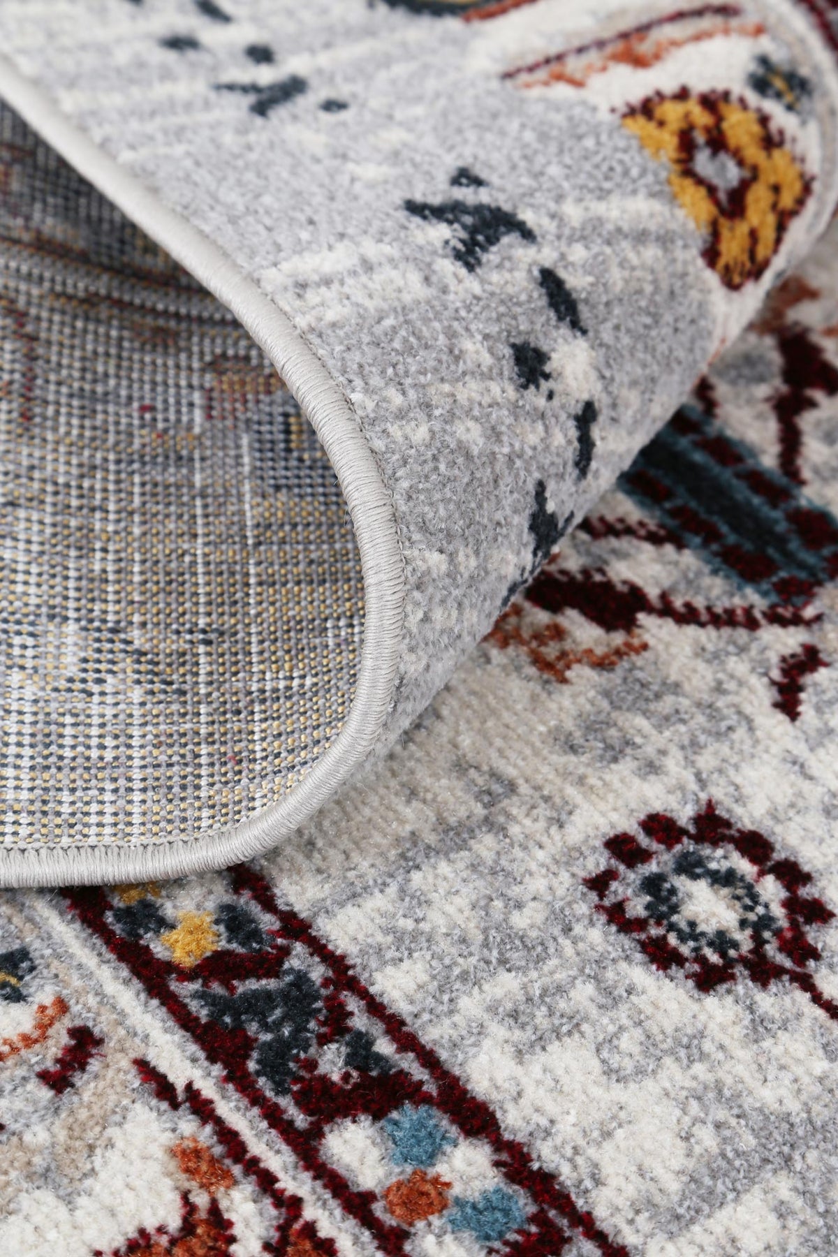Oporto Santos Grey &amp; Rust Traditional Soft Rug