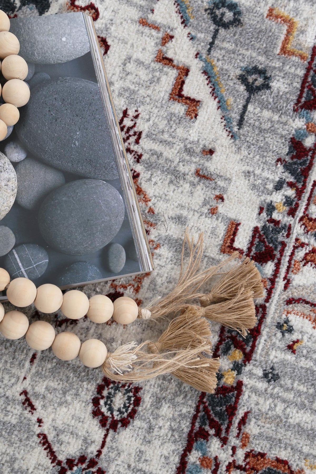 Oporto Santos Grey &amp; Rust Traditional Soft Rug