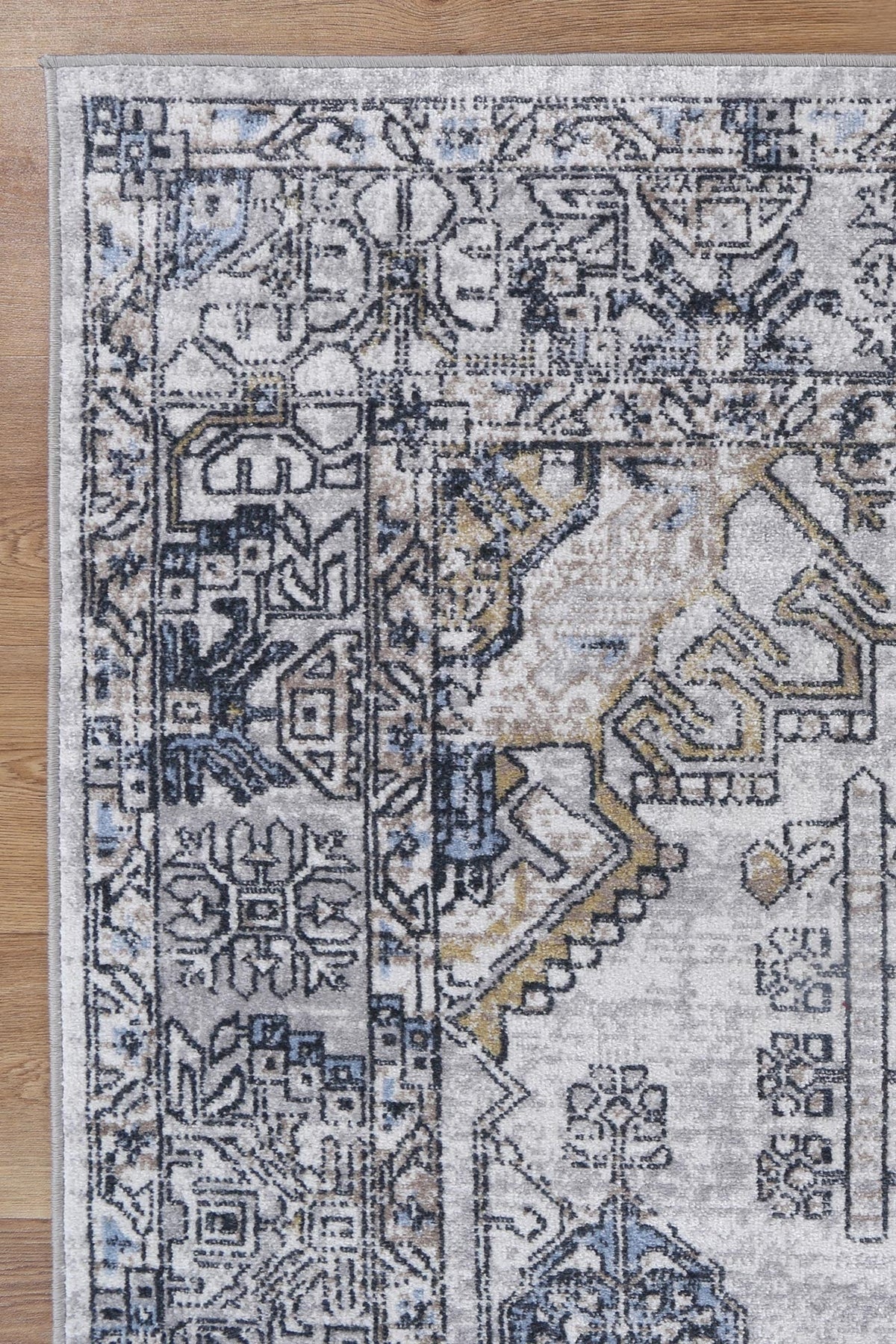 Oporto Taicang Blue &amp; Grey Traditional Soft Rug