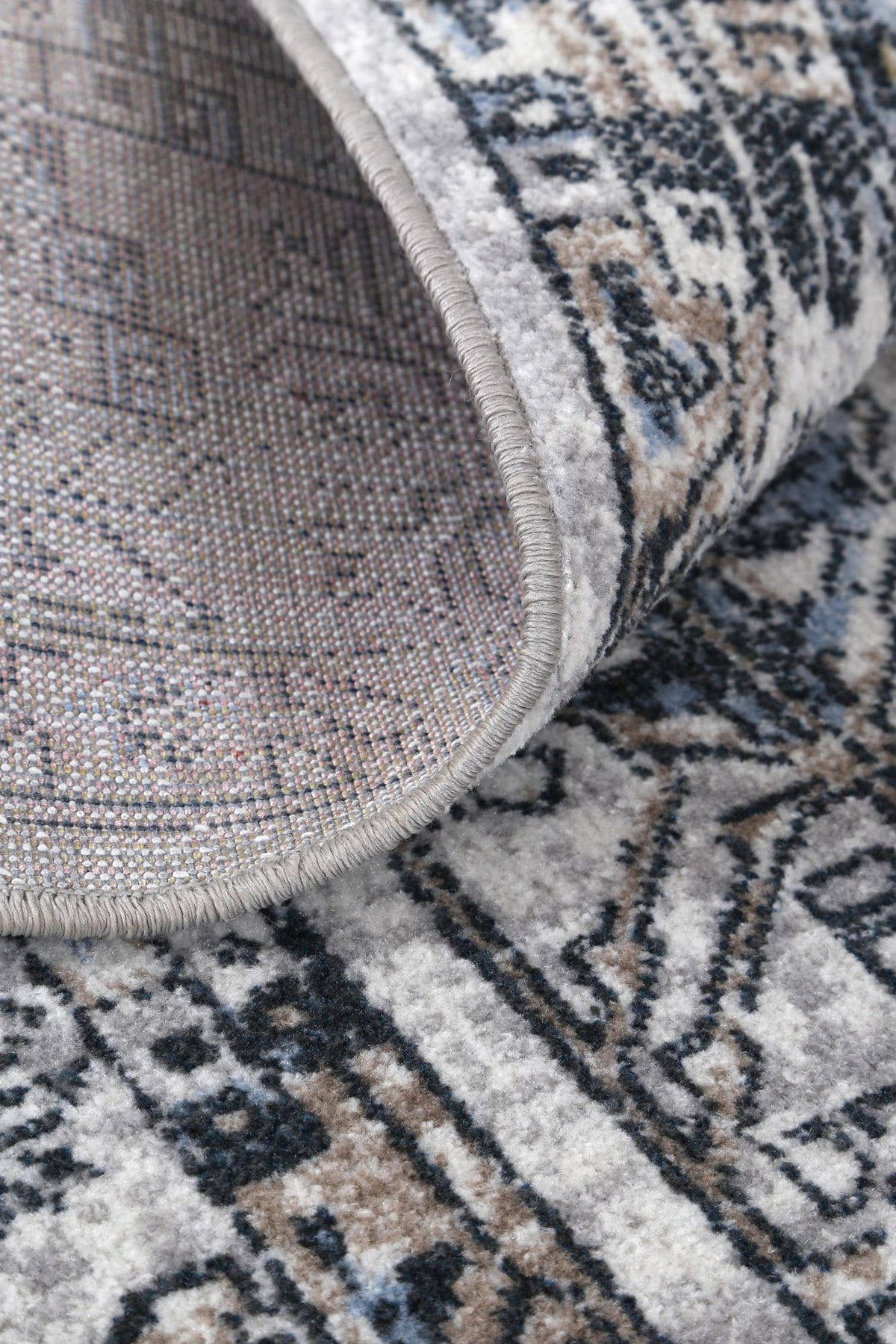 Oporto Taicang Blue &amp; Grey Traditional Soft Rug