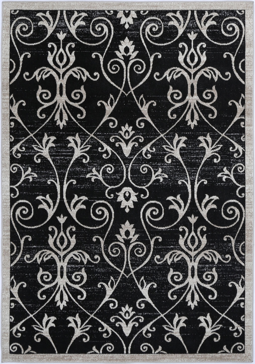 Oporto Rizhao Black &amp; Cream Contemporary Soft Rug