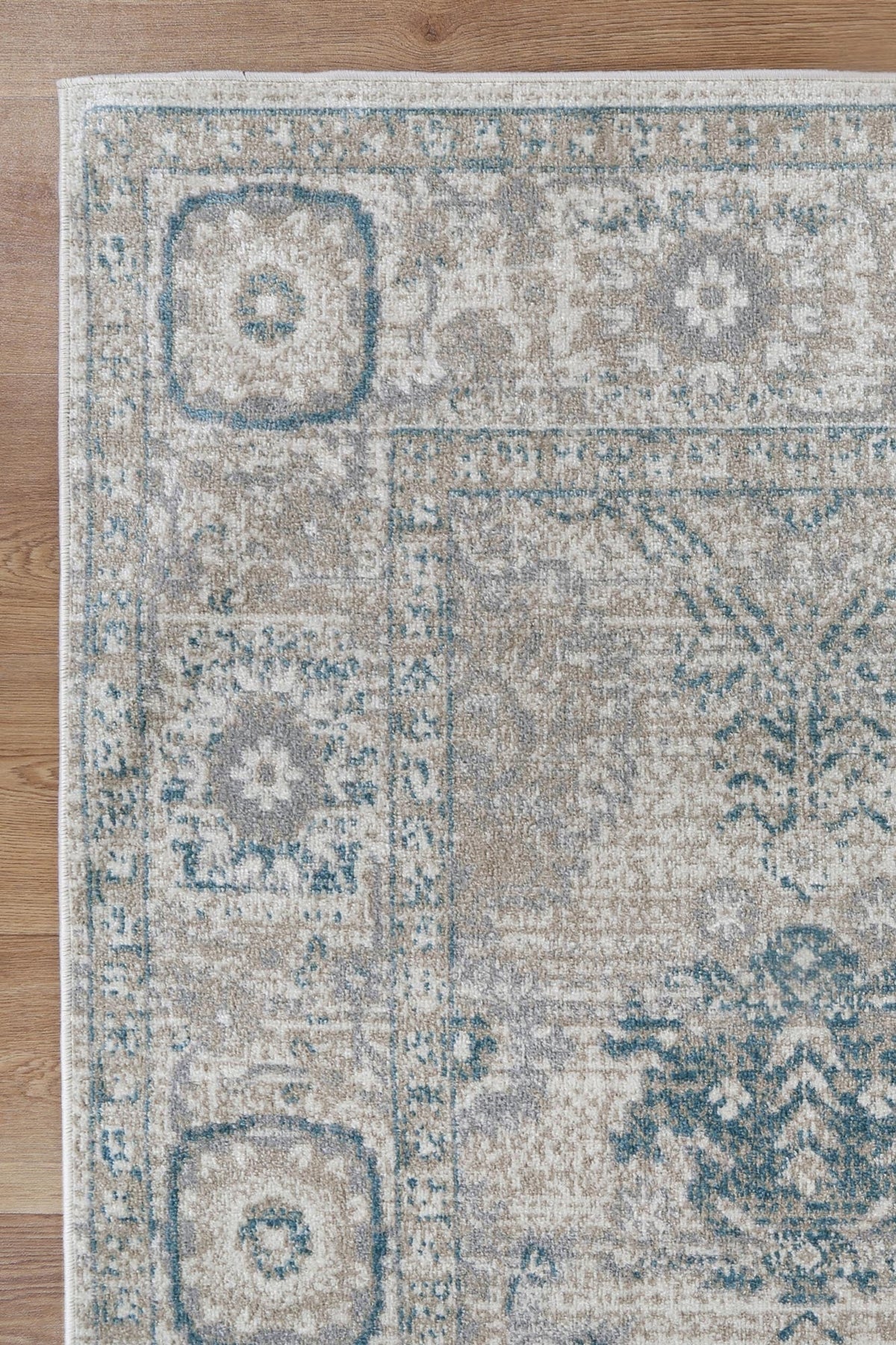 Oporto Antwerp Cream &amp; Blue Traditional Soft Rug