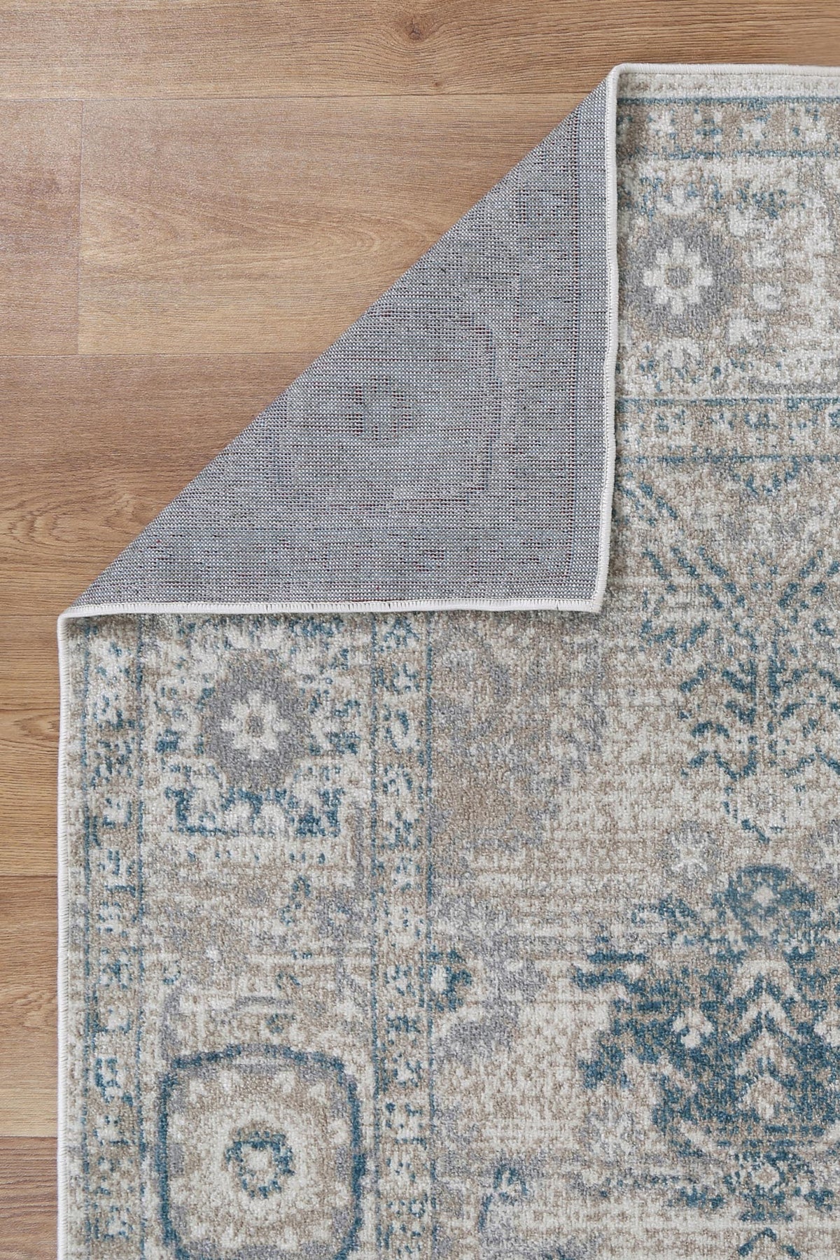 Oporto Antwerp Cream &amp; Blue Traditional Soft Rug