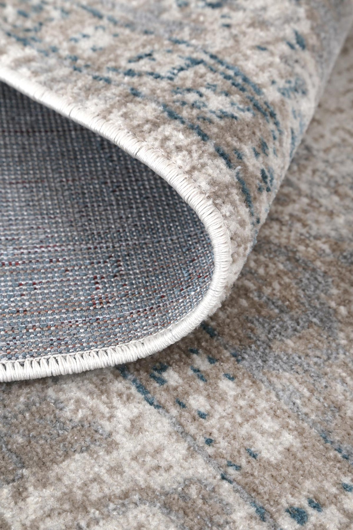 Oporto Antwerp Cream &amp; Blue Traditional Soft Rug