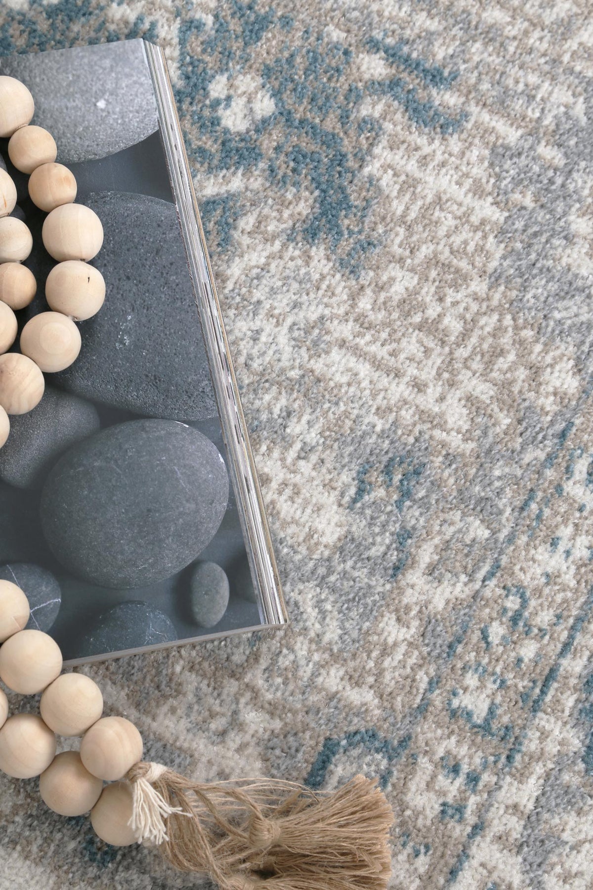 Oporto Antwerp Cream &amp; Blue Traditional Soft Rug