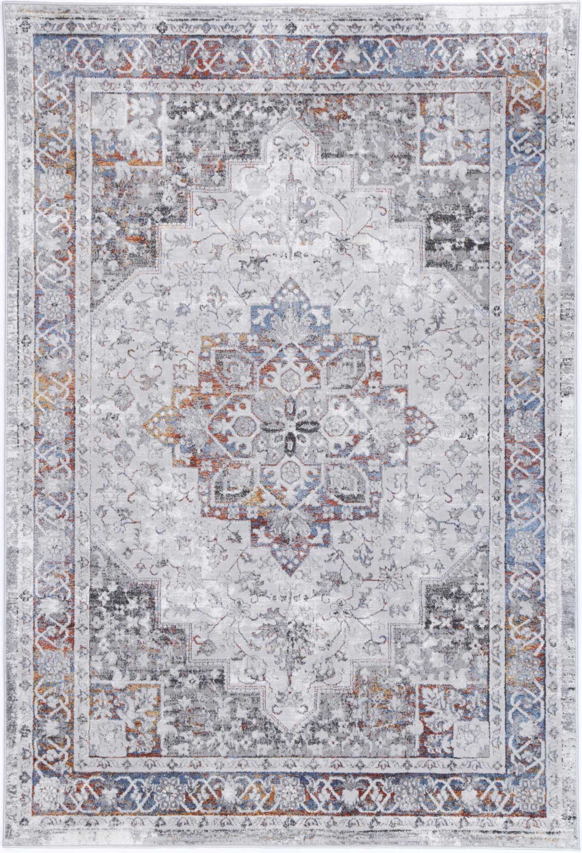 Porto Camila Grey &amp; Blue Traditional Rug