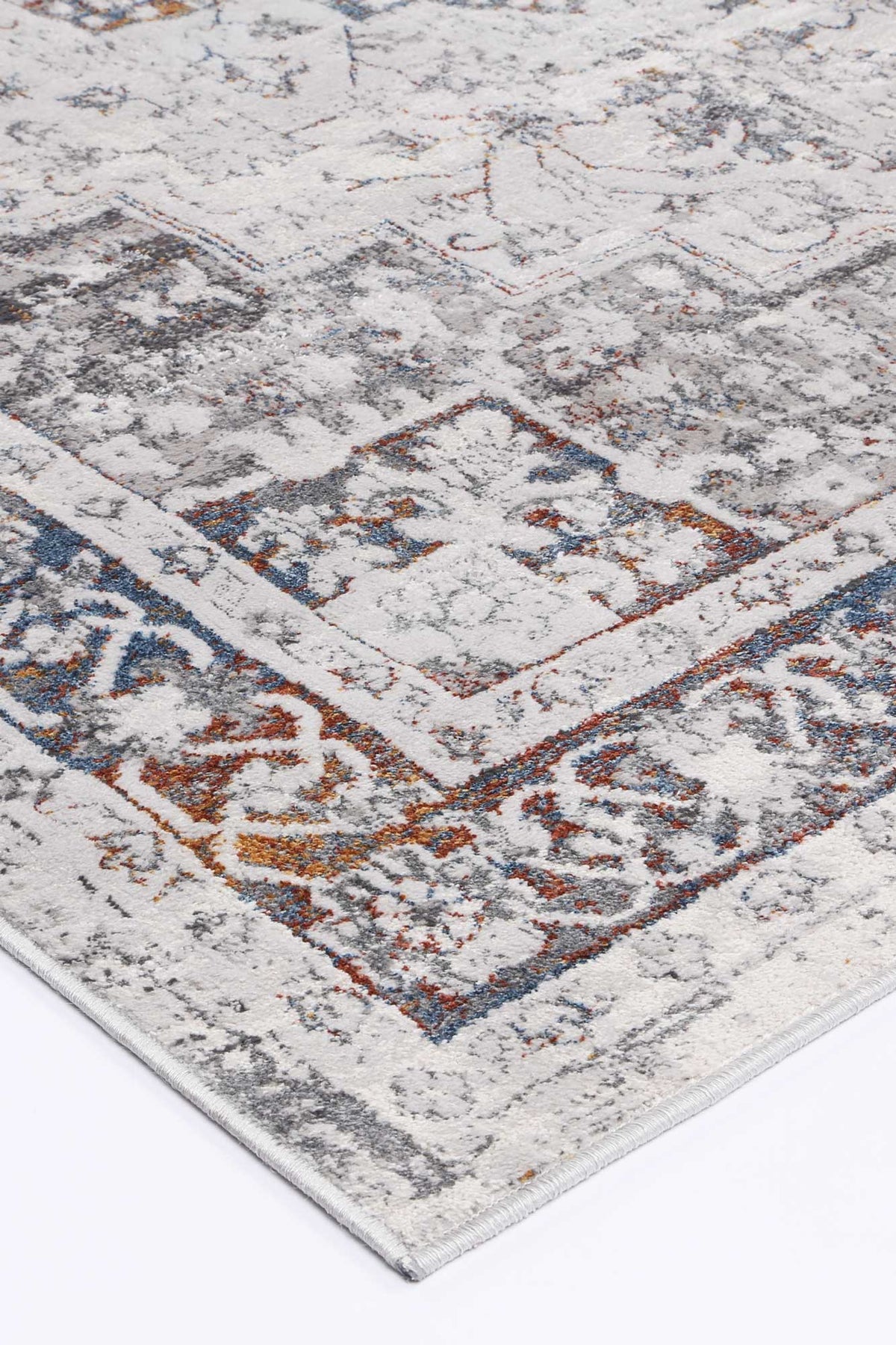 Porto Camila Grey &amp; Blue Traditional Rug