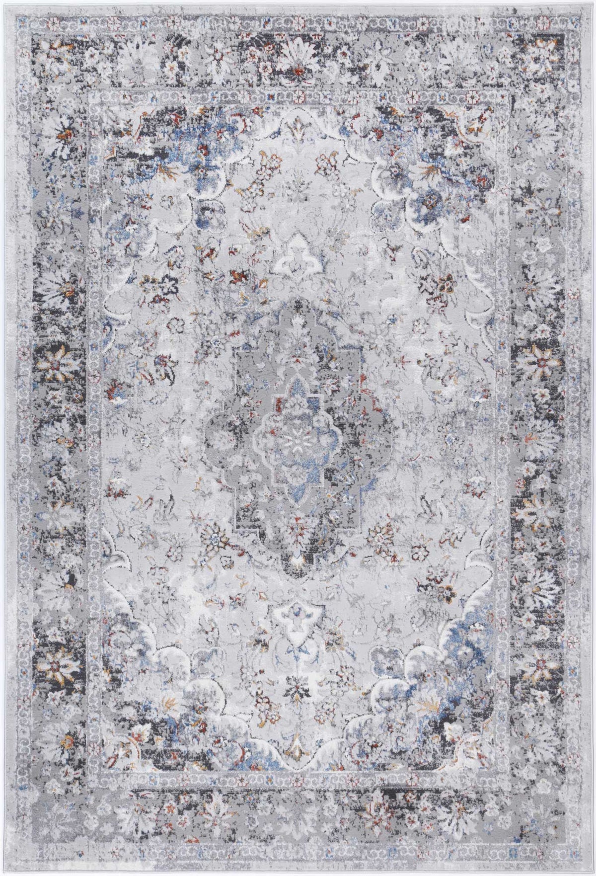 Porto Ava Ivory &amp; Blue Traditional Rug