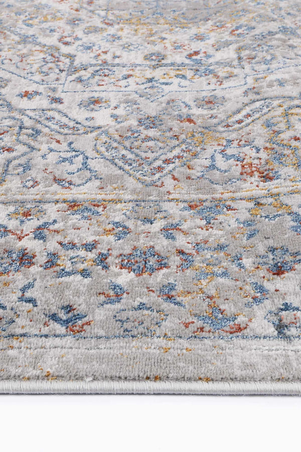 Porto Aurora Grey & Blue Traditional Rug - FLOOR DEKOR