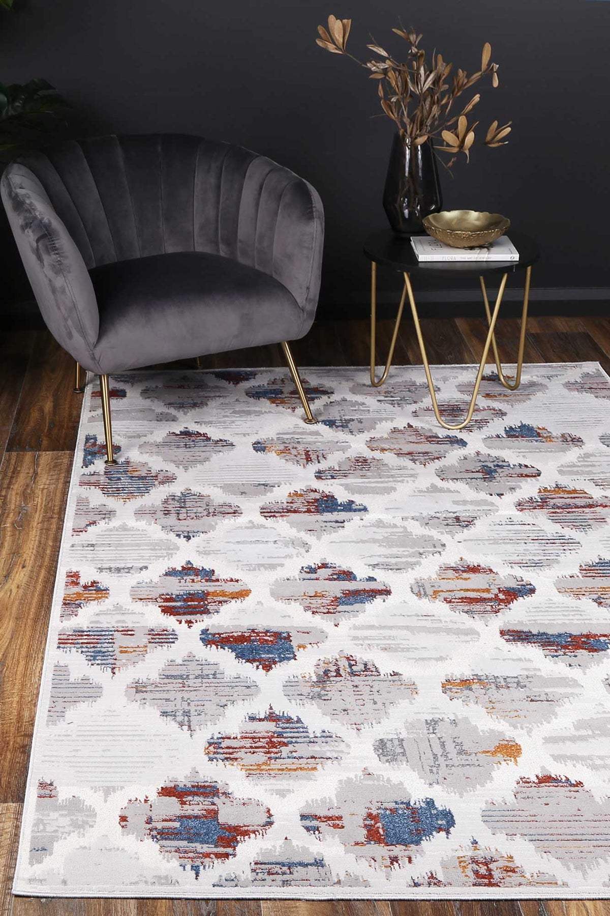 Porto Isabella Grey &amp; Multi Geometric Rug