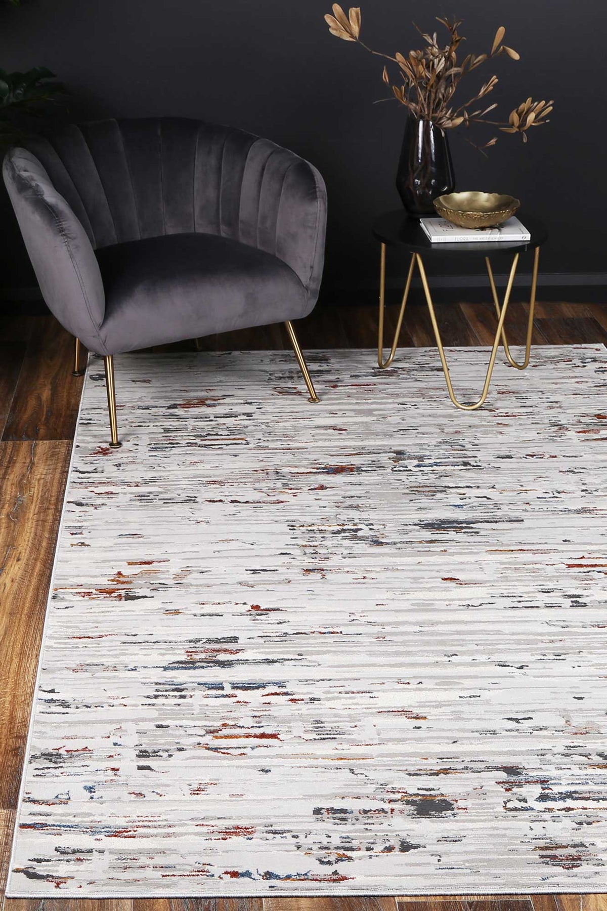 Porto Thomas Grey &amp; Multi Abstract Rug