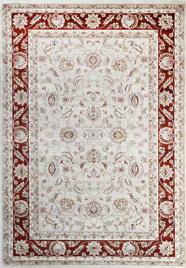 Prague Francesca Cream &amp; Red Traditional Rug