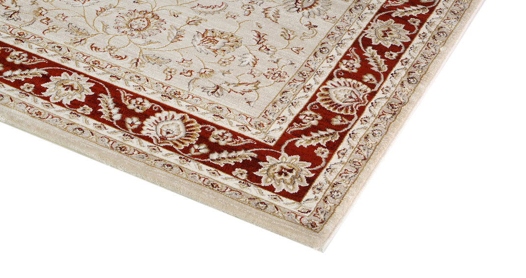 Prague Francesca Cream &amp; Red Traditional Rug