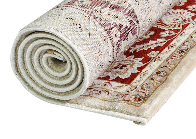 Prague Francesca Cream &amp; Red Traditional Rug