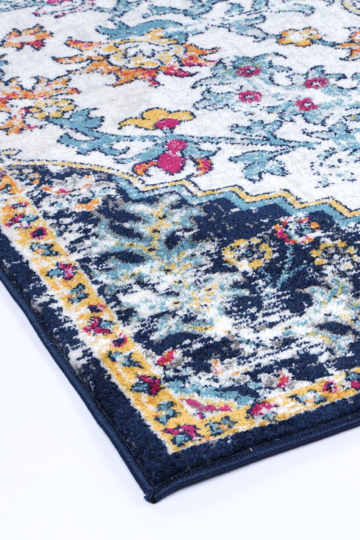 Provence Stonewashed Light Grey &amp; Dark Blue Rug