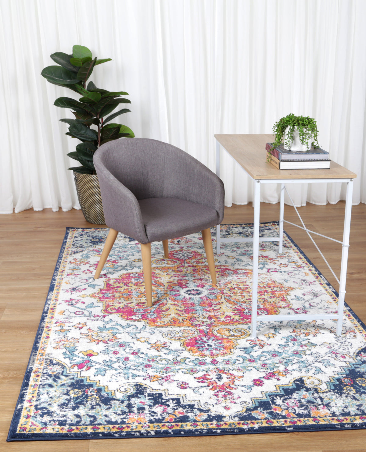 Provence Stonewashed Light Grey &amp; Dark Blue Rug