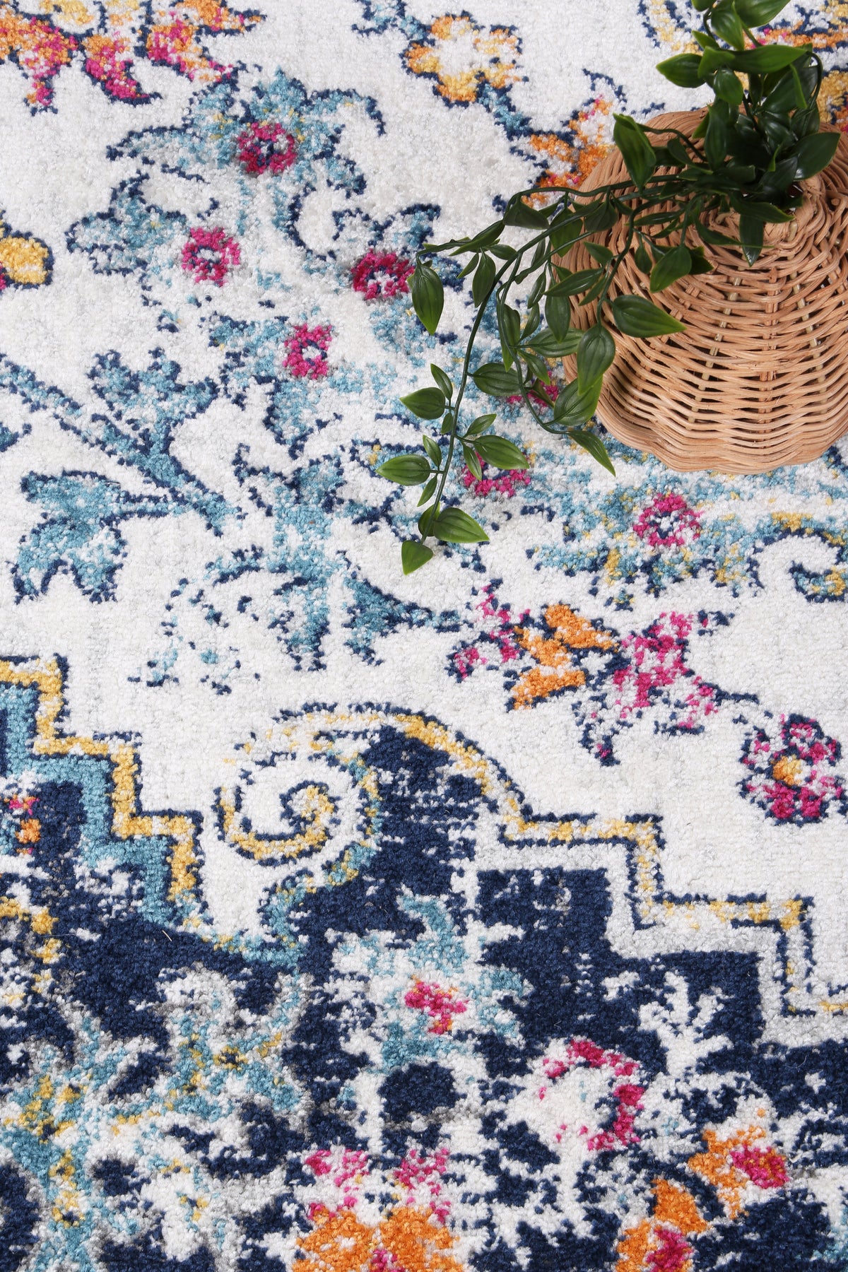 Provence Stonewashed Light Grey &amp; Dark Blue Rug