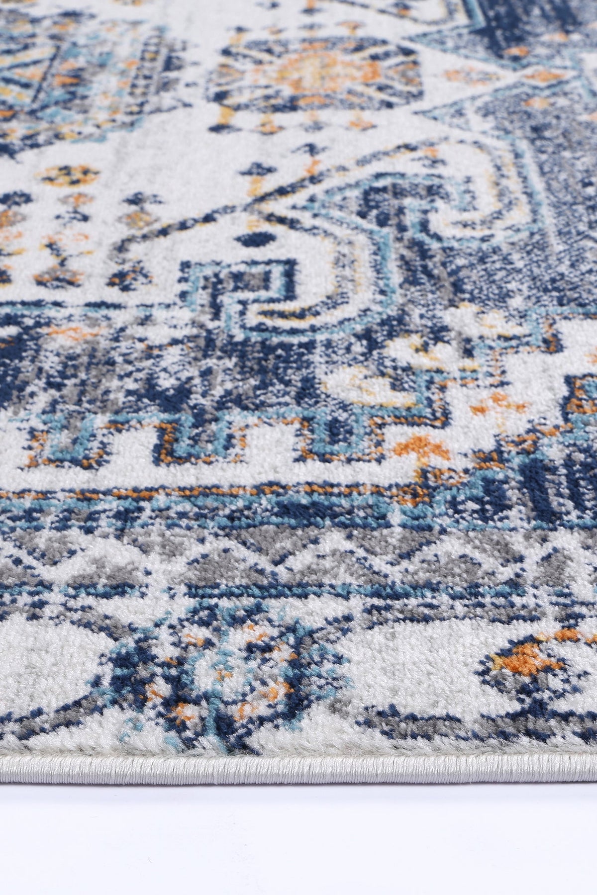 Provence Sunburst Dark Blue &amp; Cream Rug