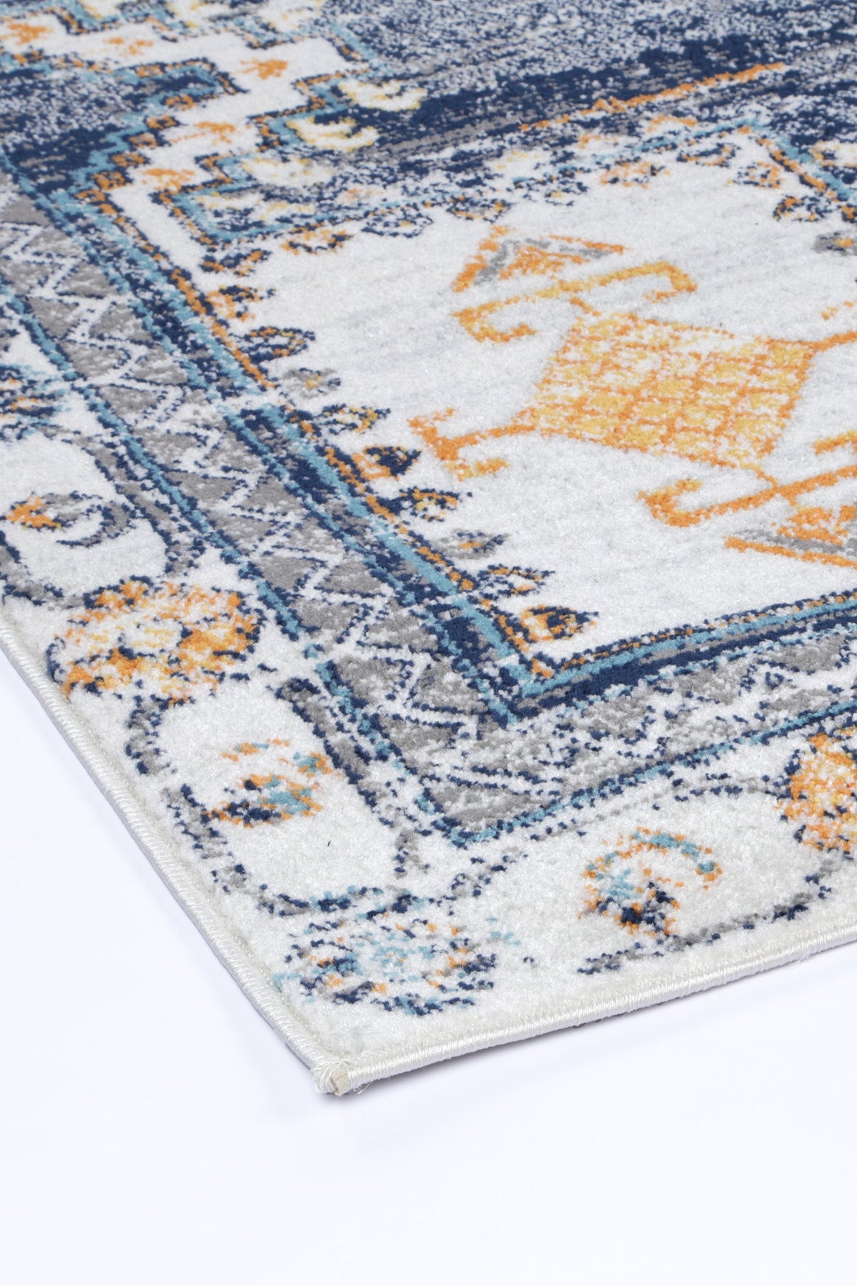 Provence Sunburst Dark Blue &amp; Cream Rug