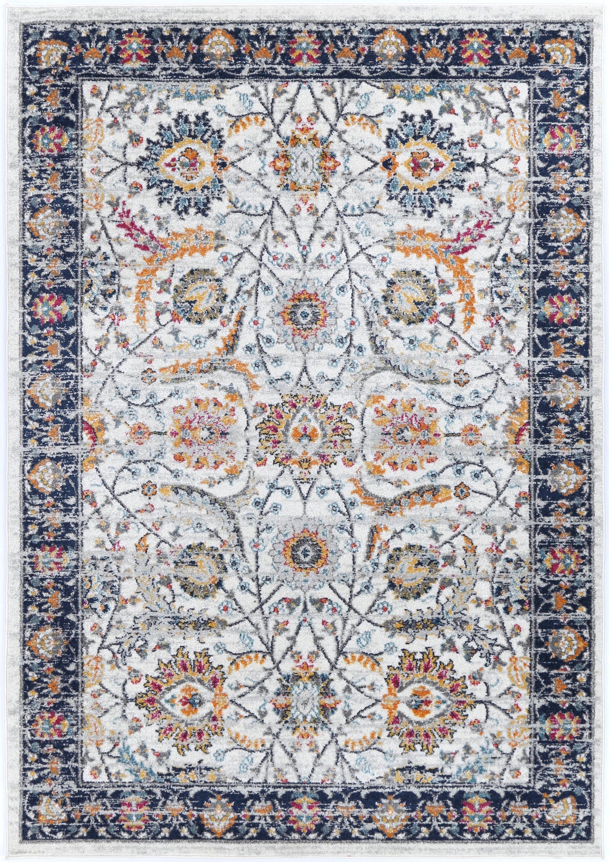 Provence Clayfield Cream &amp; Dark Blue Rug