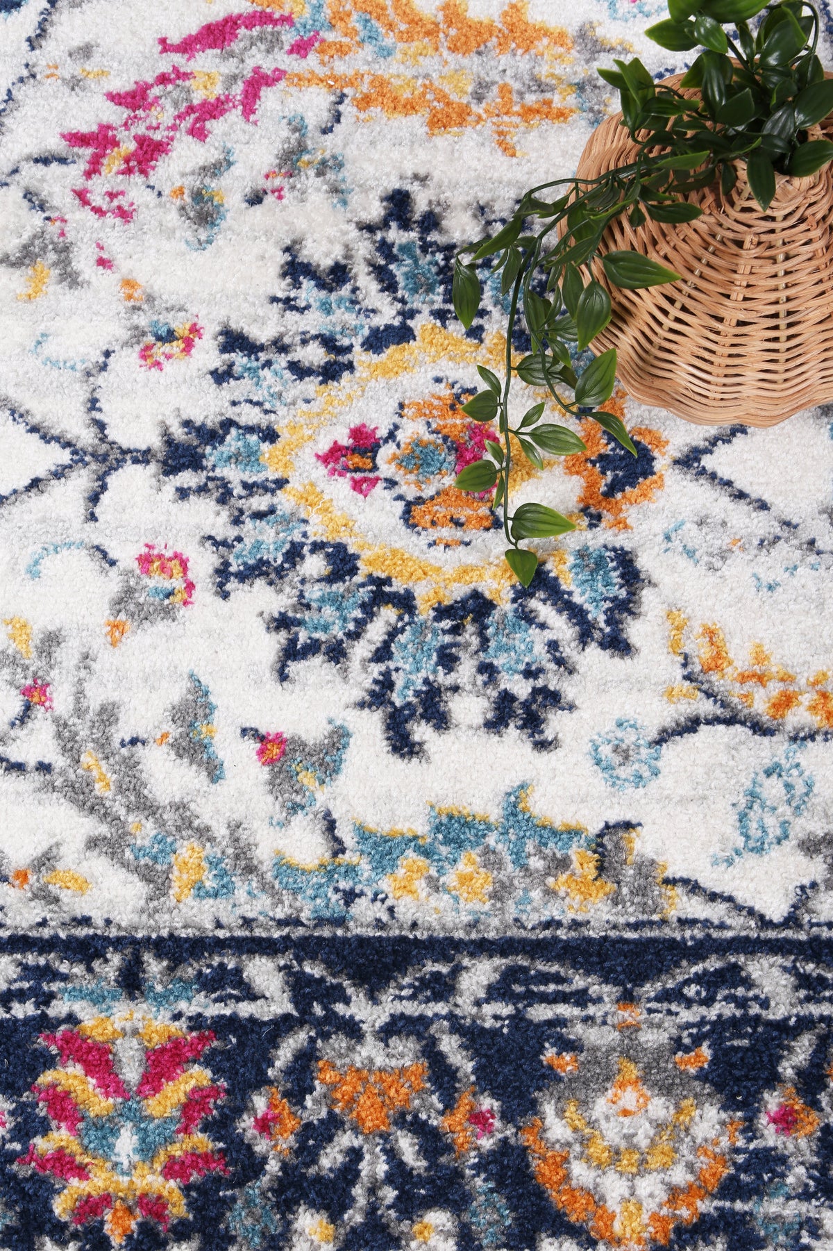Provence Clayfield Cream &amp; Dark Blue Rug