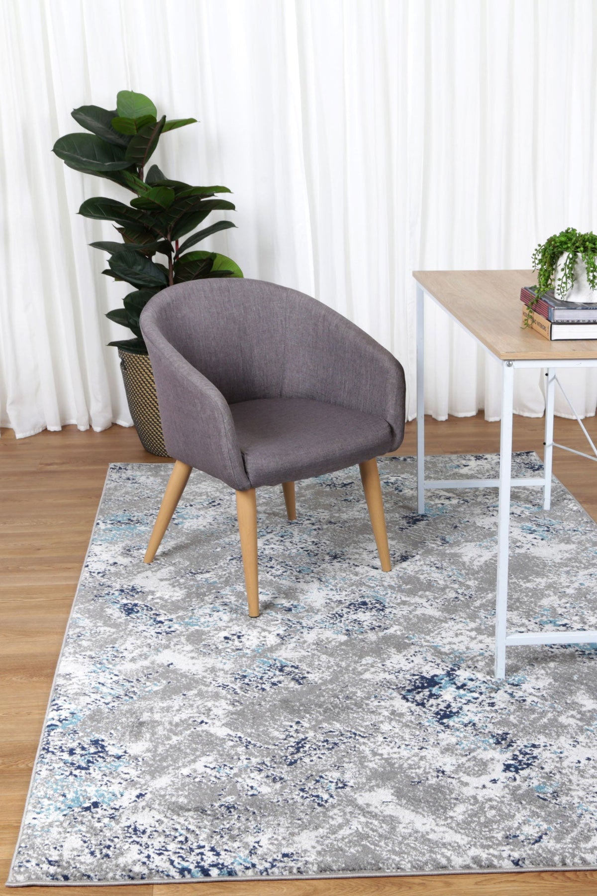 Provence Bayonne Grey &amp; Blue Abstract Rug