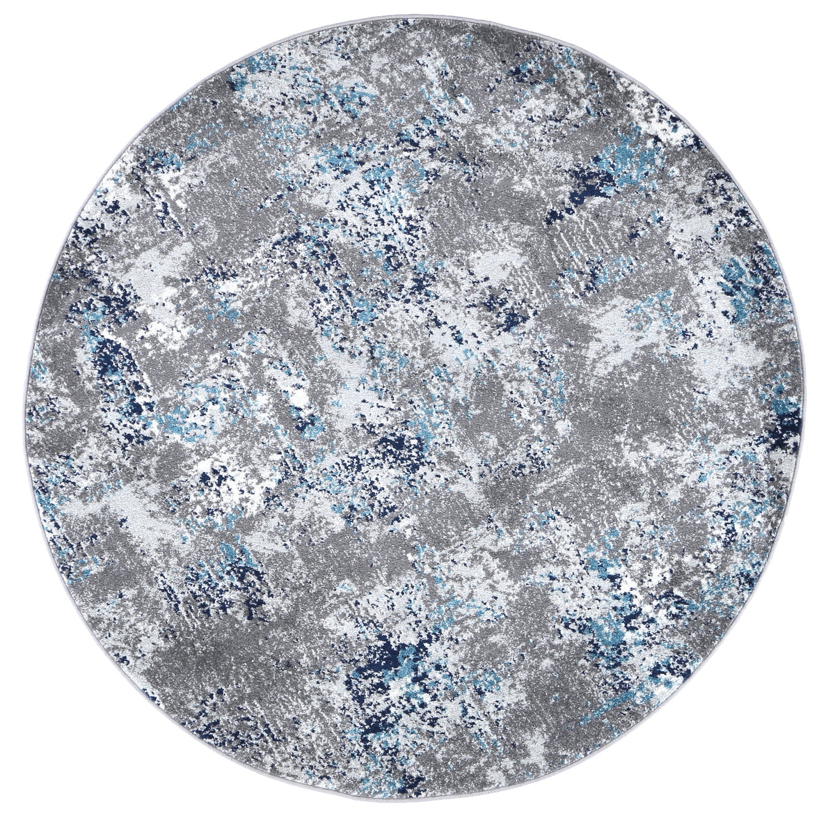 Provence Bayonne Grey &amp; Blue Abstract Round Rug