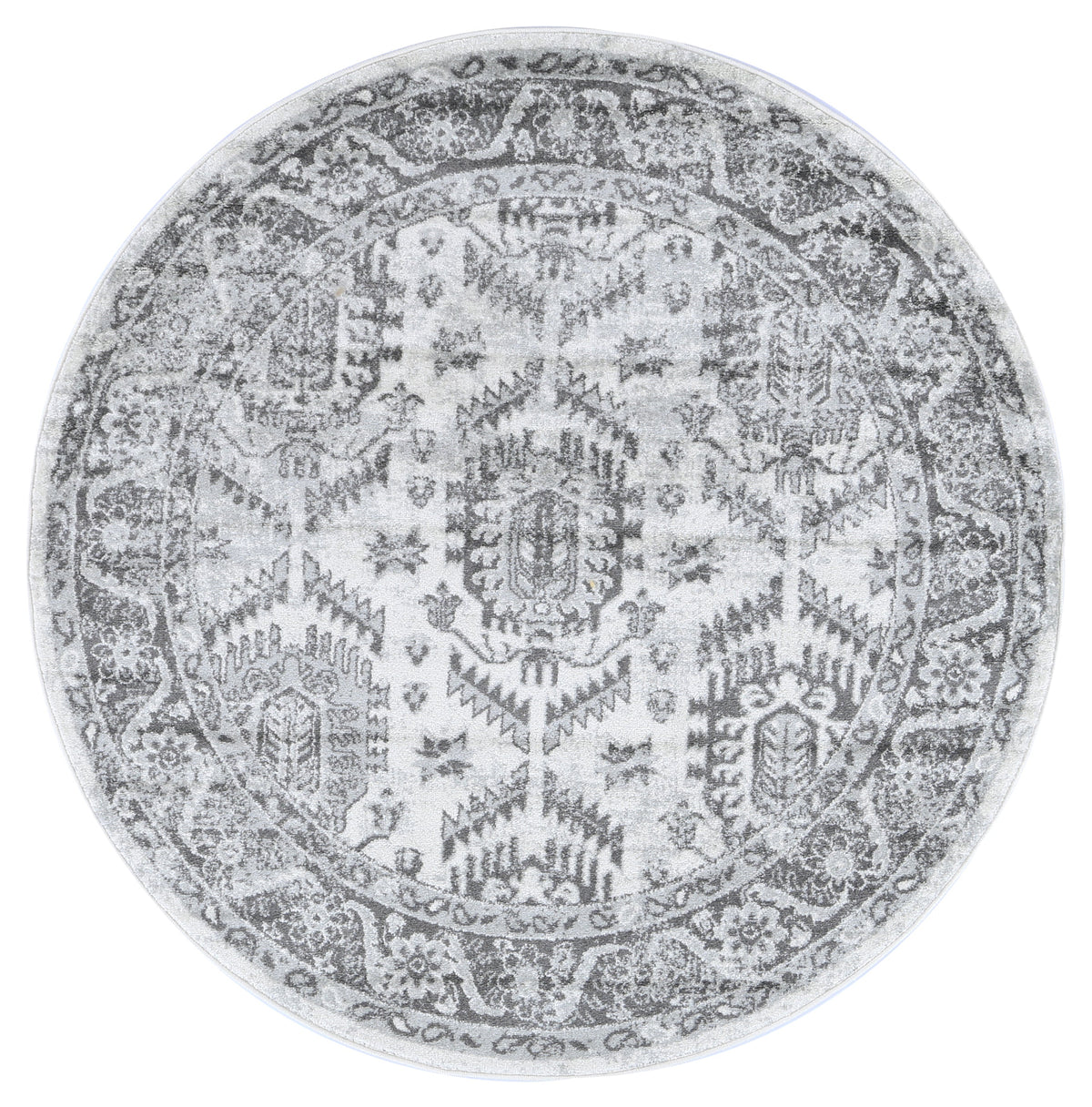 Provence Pau Cream &amp; Grey Traditional Round Rug