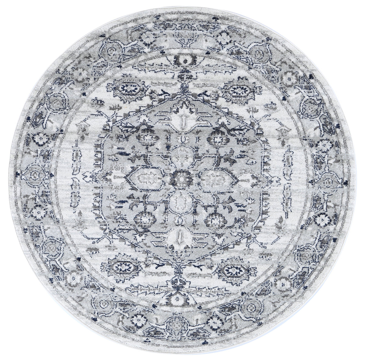 Provence Perpignan Grey Traditional Round Rug