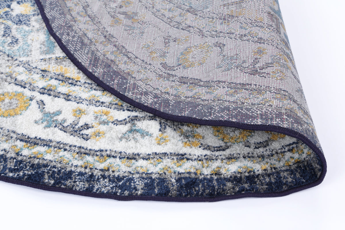 Provence Gruissan Blue &amp; Ivory Transitional Round Rug